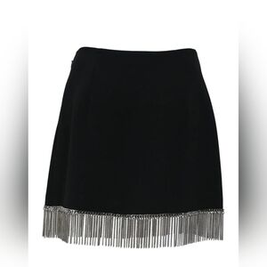 Silver Dagger Black Skirt with Metal Fringe Detail